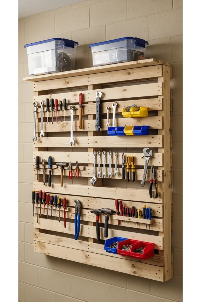 Garage Organization Ideas On A Budget 23 Space Saver 13 DIY Pallet Storage Wall