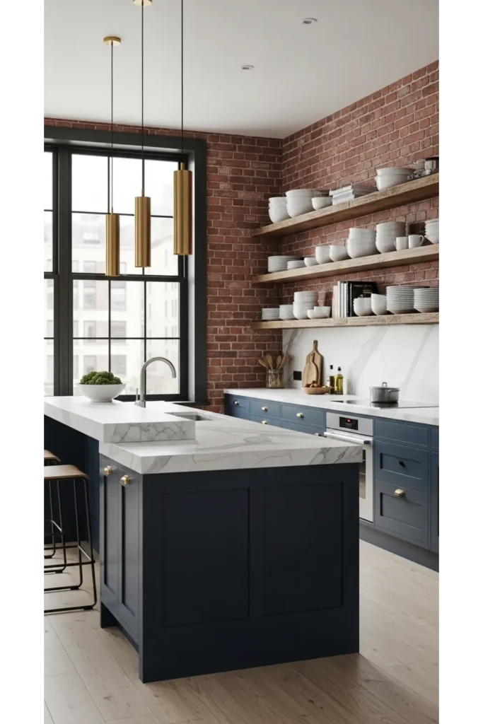 Deep Blue Kitchen Island