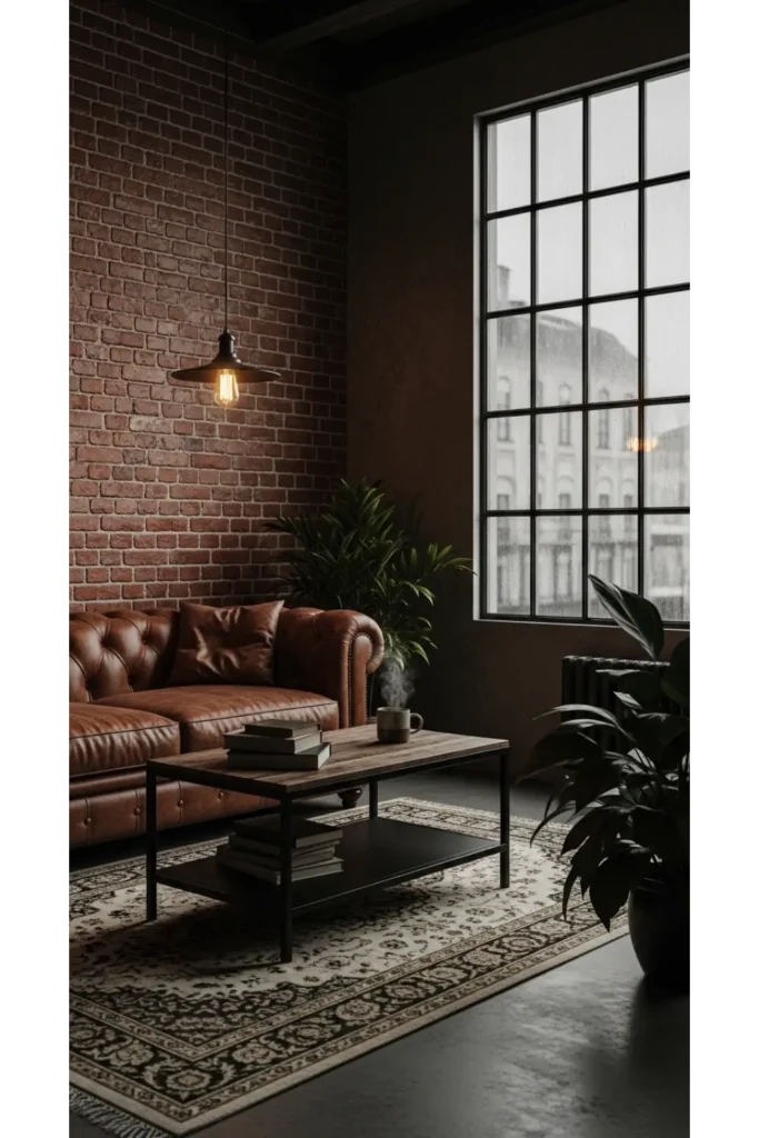 Distressed Leather Statement Sofa