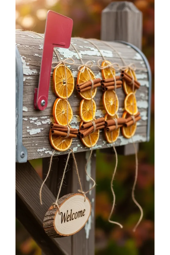 Fall Mailbox Decor Ideas For Cozy Curb Appeal 23 20 Dried Orange and Cinnamon Theme