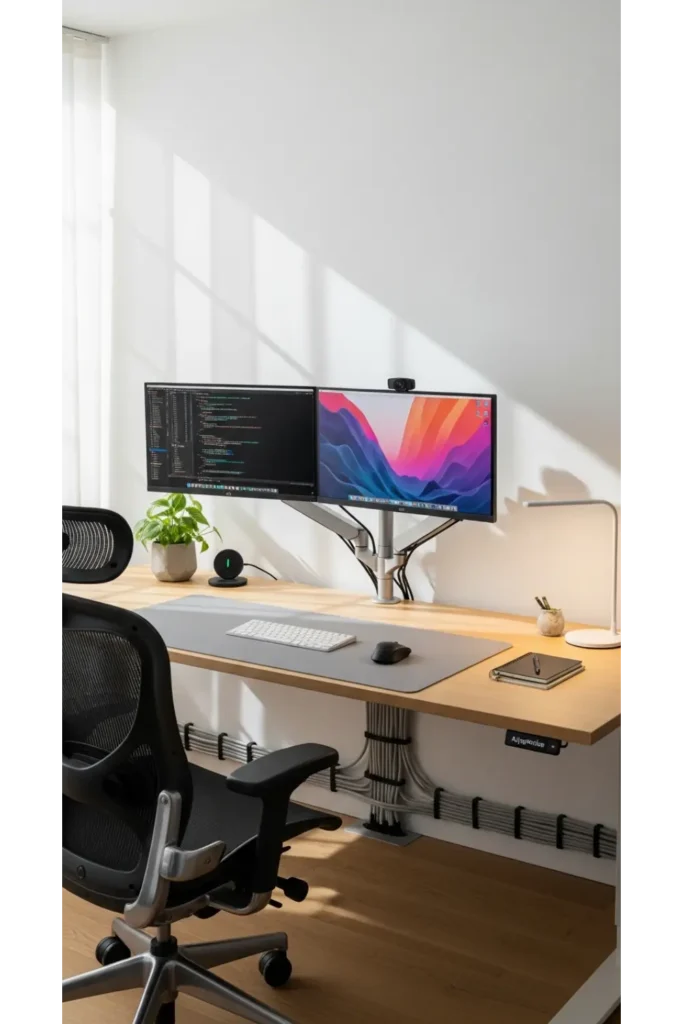 24 Home Office Ideas To Transform Your Space 7 Dual Monitor Productivity Setup