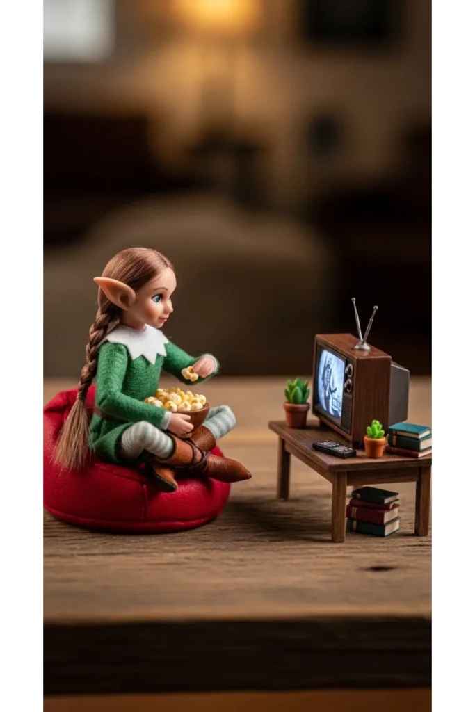 25 Funny Elf on the Shelf Ideas for Busy Parents 5 Elf Movie Night