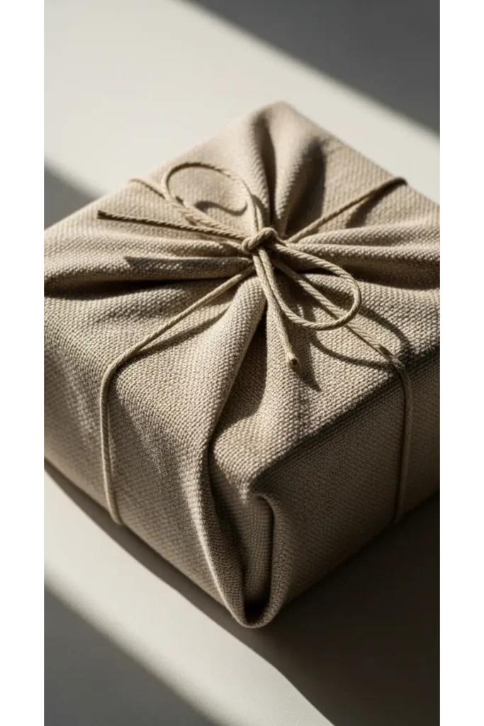 23 Minimalist Gift Wrapping Ideas Chic & Budget 4 Fabric Wrap with Neutral Cloth