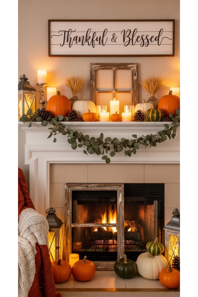  Farmhouse Sign Autumn Mantel