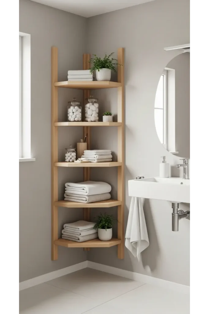 24 Tiny Bathroom Organization Tips For Clutter Free 2 Floating Corner Shelves
