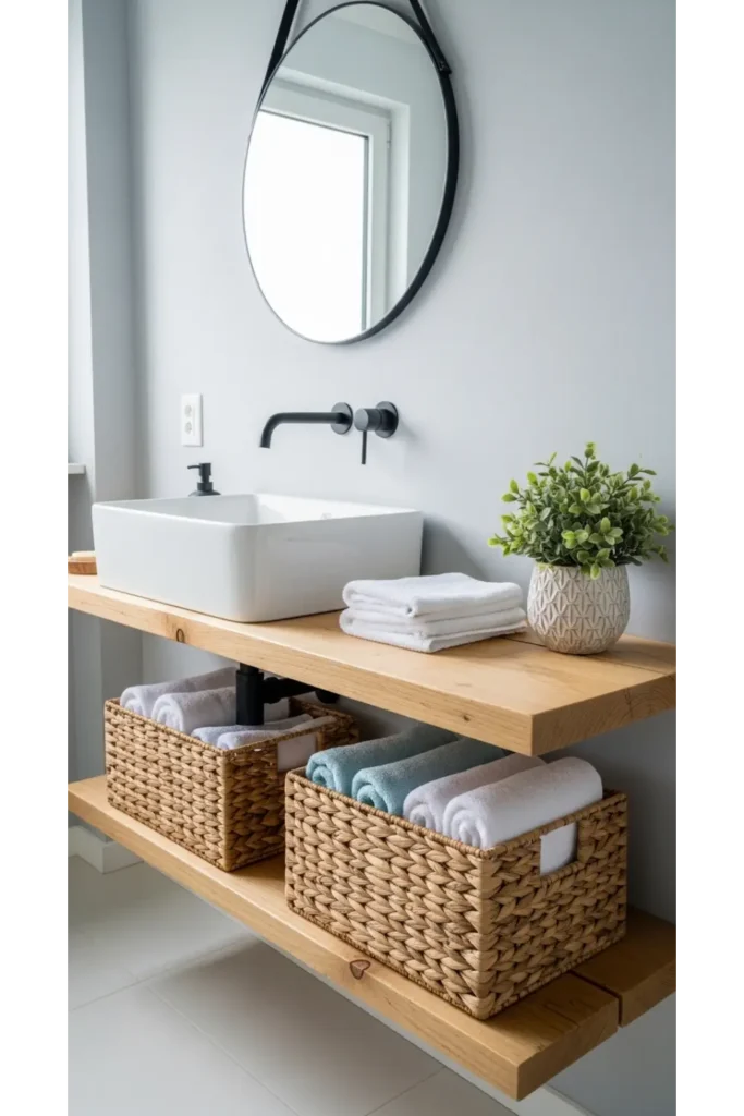 24 Tiny Bathroom Organization Tips For Clutter Free 21 Floating Vanity Shelf