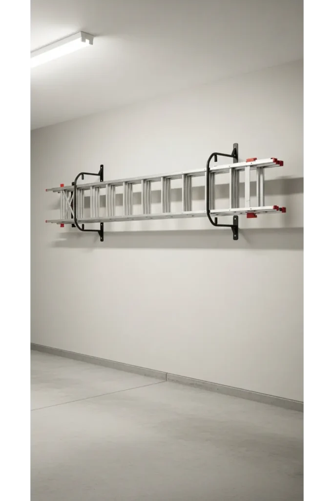 Garage Organization Ideas On A Budget 23 Space Saver 17 Foldable Ladder Storage Hooks