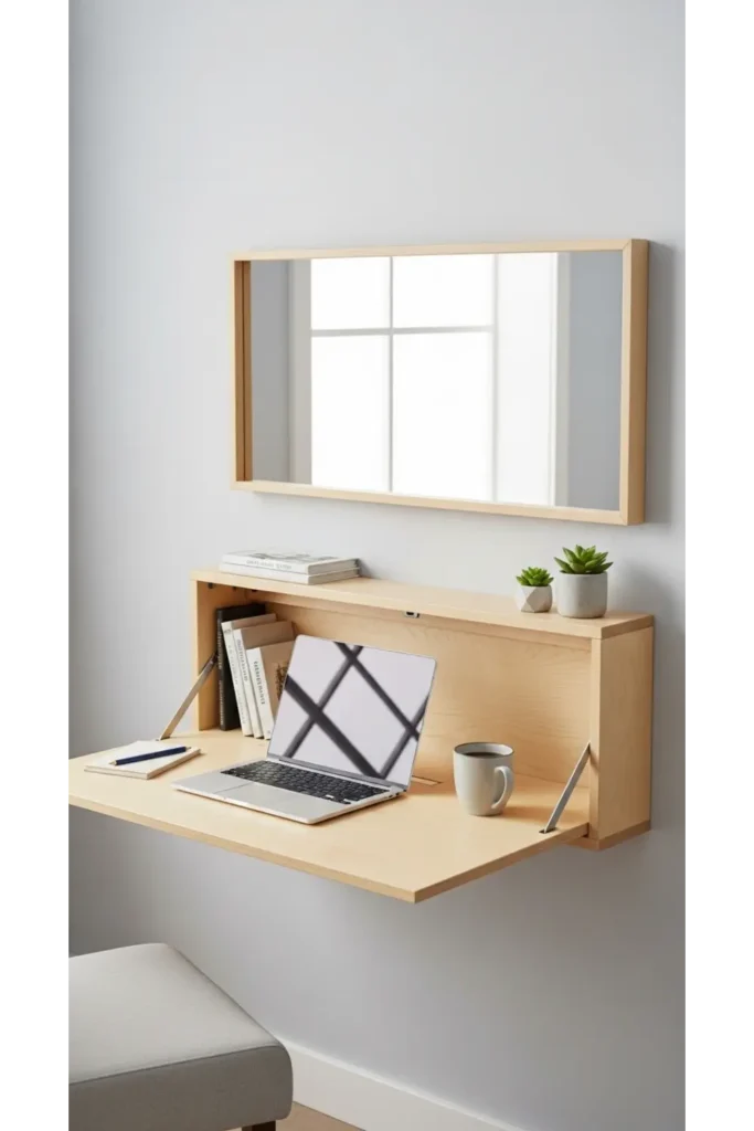 24 Small Room Design Hacks For More Storage Space 6 Foldable Wall Desk