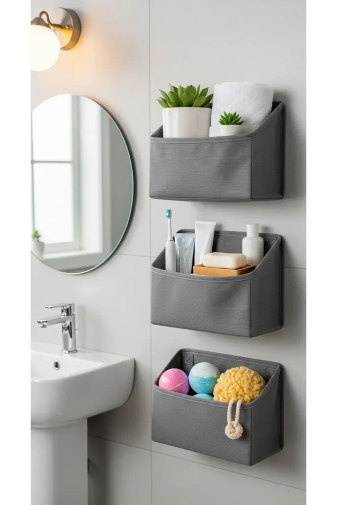23 Tiny Bathroom Storage Ideas to Maximize Space 24 Foldable Wall Storage Bins