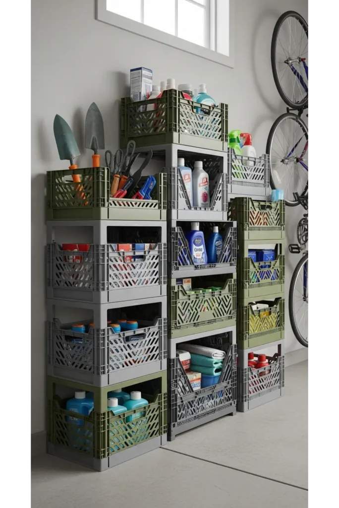 Garage Organization Ideas On A Budget 23 Space Saver 22 Folding Storage Crates