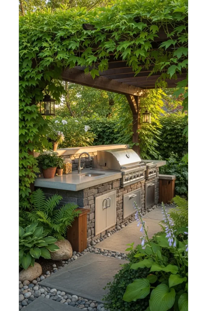 Garden Integrated Concrete Outdoor Kitchen