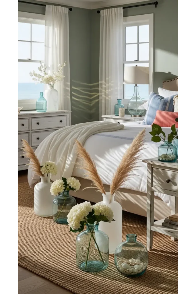 23 Coastal Bedroom Decor Ideas For Relaxing Style 19 Glass Decor Elements