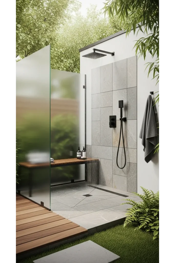  Glass Panel Outdoor Shower
