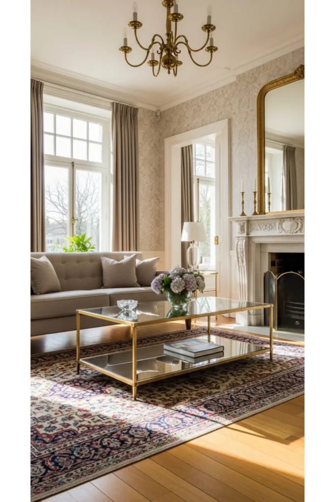 Glass and Metal Coffee Table