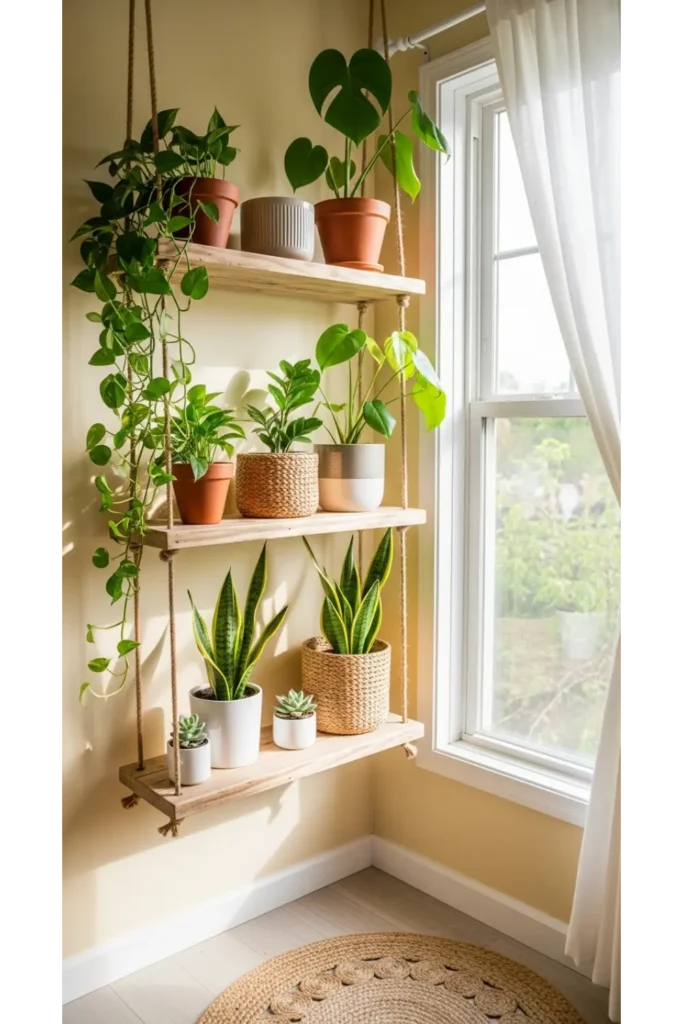 24 Small Room Design Hacks For More Storage Space 19 Hanging Plant Shelves