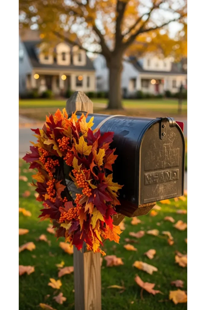 Fall Mailbox Decor Ideas For Cozy Curb Appeal 23 13 Hanging Wreath Mailbox Style