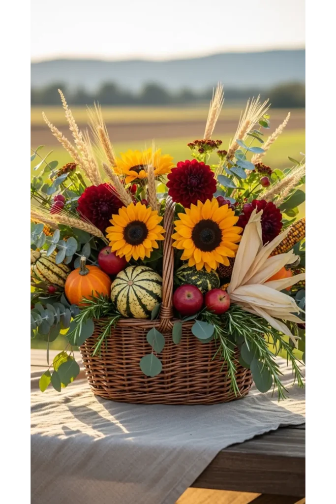 Harvest Basket Flower Display