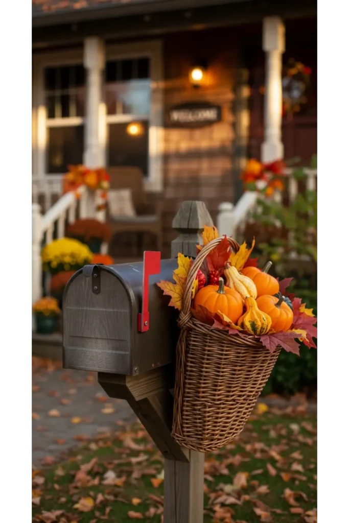 Fall Mailbox Decor Ideas For Cozy Curb Appeal 23 11 Harvest Basket Wrap