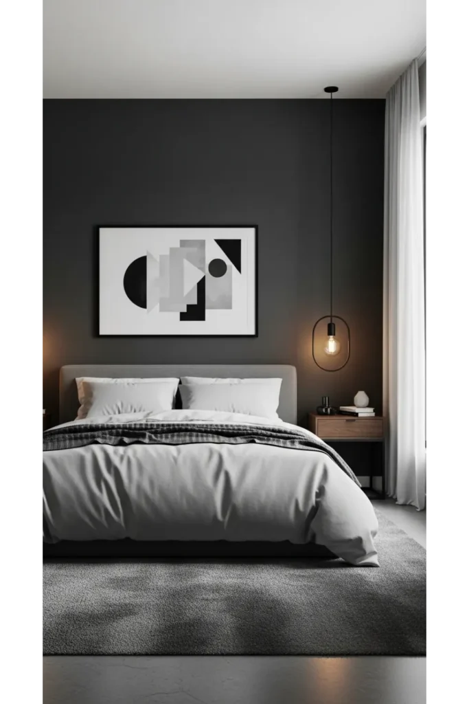 23 male bedroom ideas for a Stylish Upgrade 18 High Contrast Accent Wall