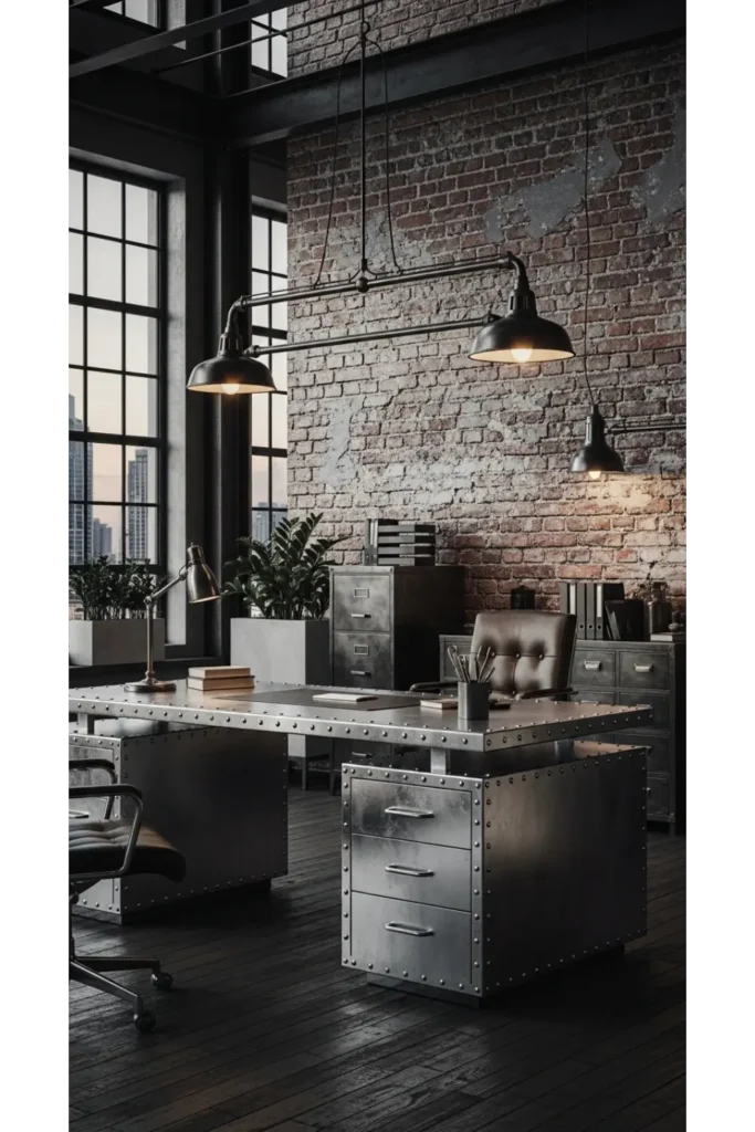 24 Home Office Ideas To Transform Your Space 14 Industrial Style Office