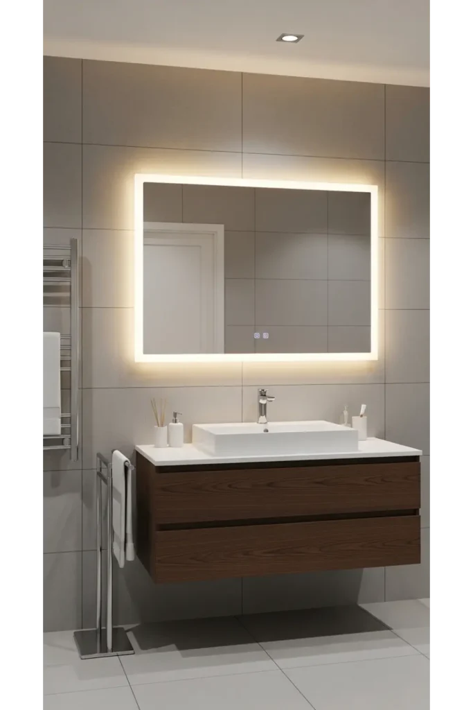 23 Tiny Bathroom Ideas to Make Your Space Look Bigger 23 Install an LED Backlit Mirror