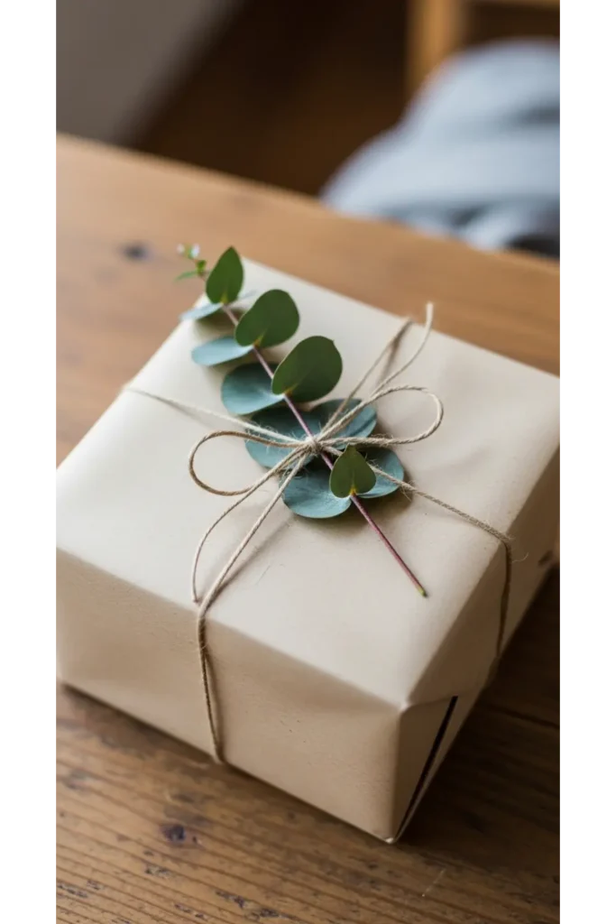 23 Minimalist Gift Wrapping Ideas Chic & Budget 7 Kraft Paper with Greenery