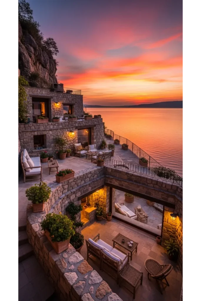 Cave Homes Ideas 23: Stunning & Cozy Living 24 Lakeview Terraced Cave Home