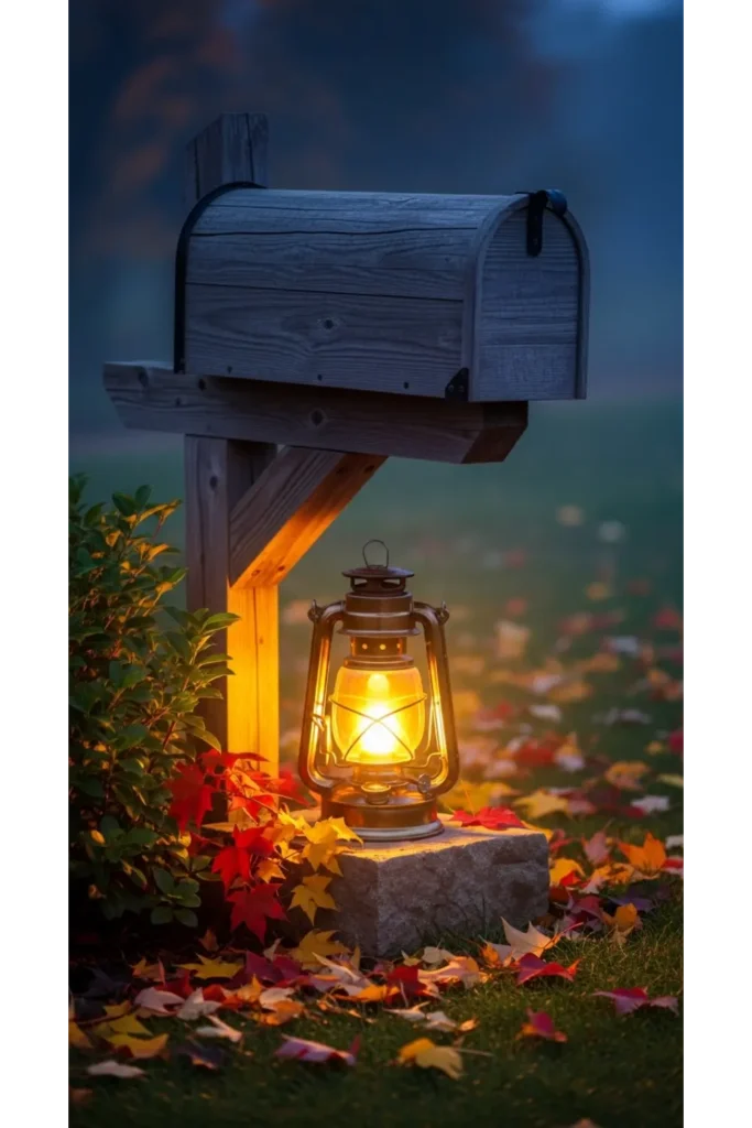 Fall Mailbox Decor Ideas For Cozy Curb Appeal 23 17 Lantern and Greenery Combo