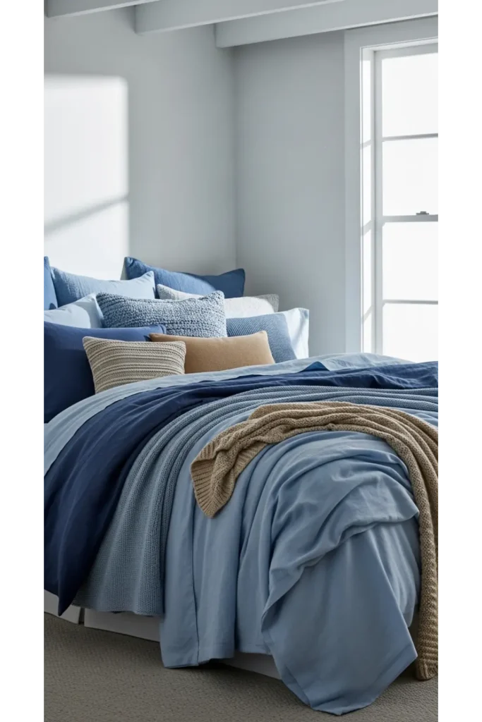 23 Coastal Bedroom Decor Ideas For Relaxing Style 4 Layered Coastal Blue Textures