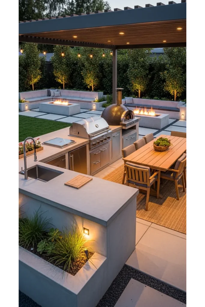 Luxury Concrete Outdoor Kitchen With Full Appliances