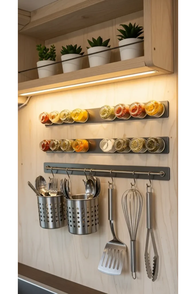 Campervan Interior 23: Max Space & Cozy Travel 14 Magnetic Kitchen Wall