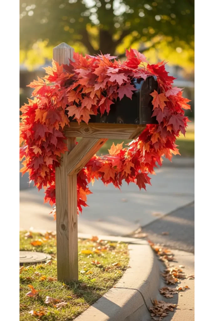 Fall Mailbox Decor Ideas For Cozy Curb Appeal 23 9 Maple Leaf Swag Design