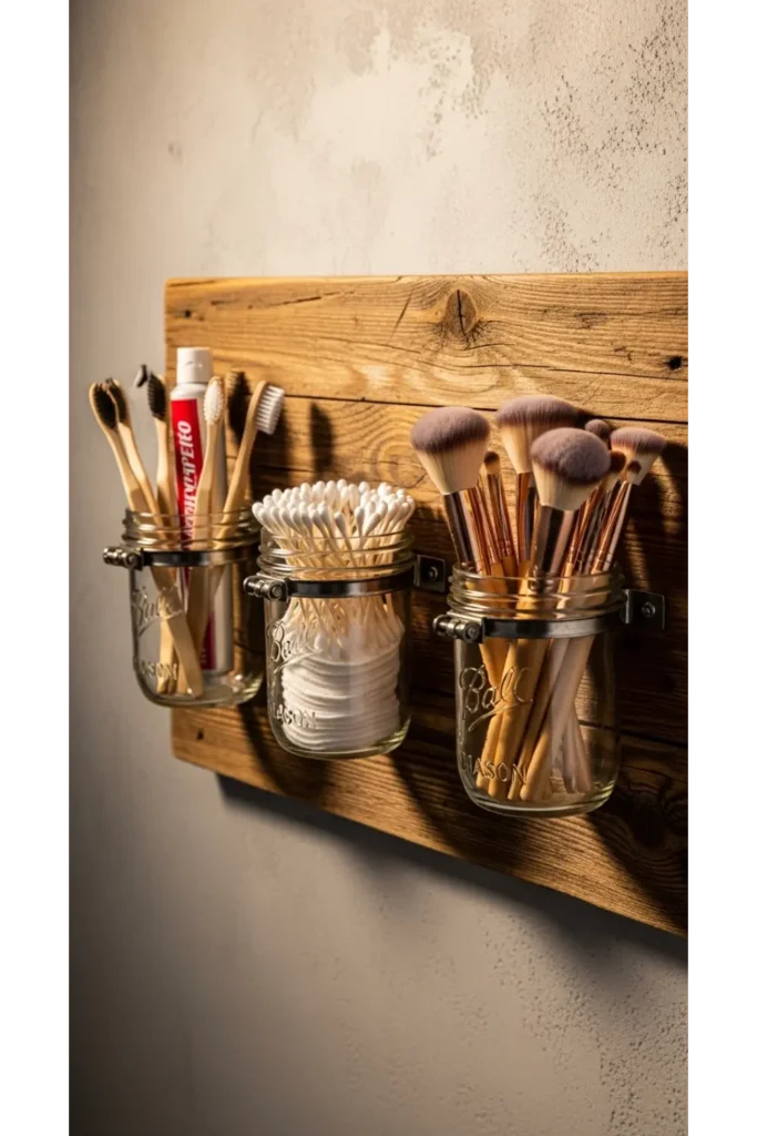 24 Tiny Bathroom Organization Tips For Clutter Free 10 Mason Jar Wall Holders
