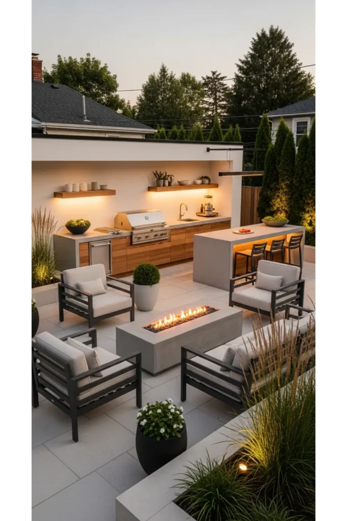 Modern Minimalist Concrete Outdoor Kitchen