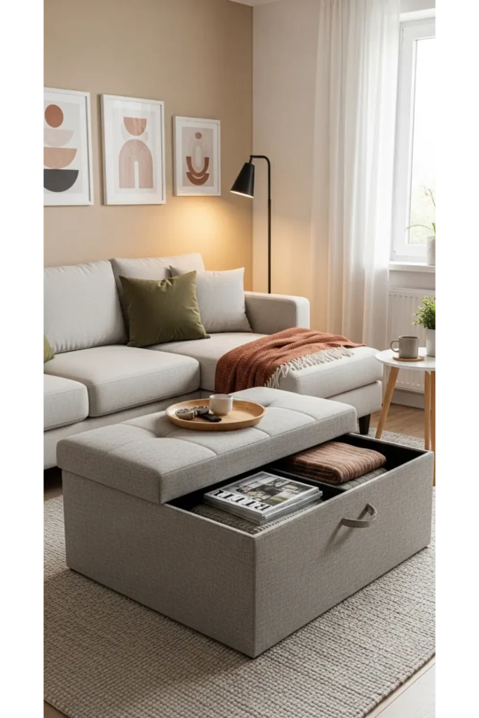 24 Small Room Design Hacks For More Storage Space 7 Multi Functional Ottoman Storage