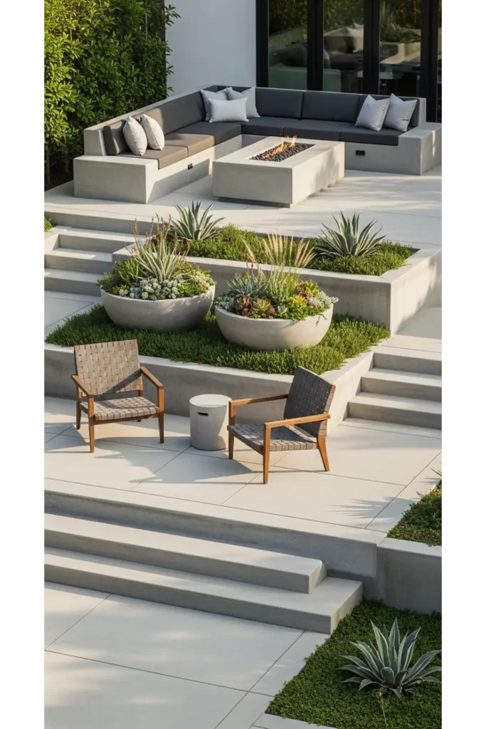 23 Concrete Backyard Patio Designs To Copy 7 Multi Level Concrete Patio