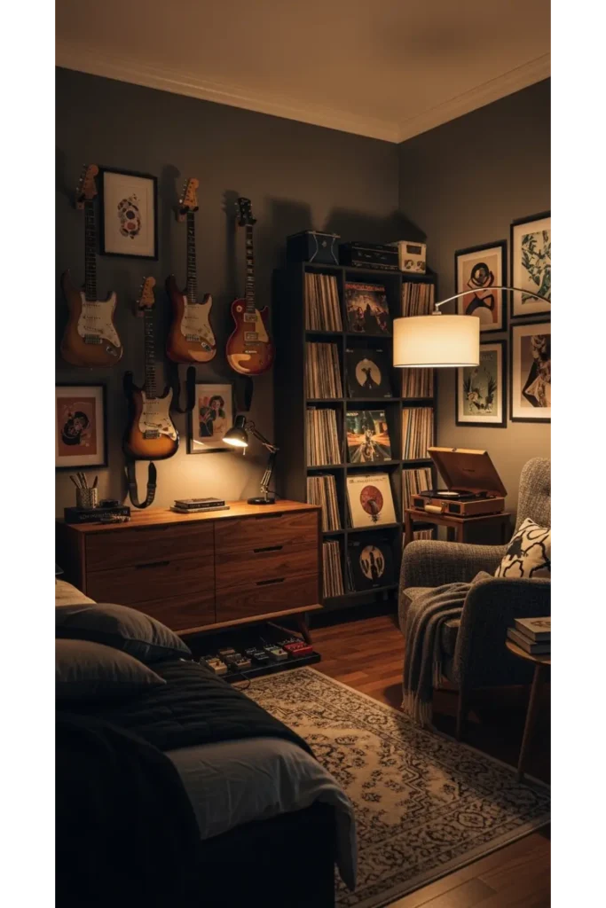 23 male bedroom ideas for a Stylish Upgrade 13 Music Lover’s Sanctuary