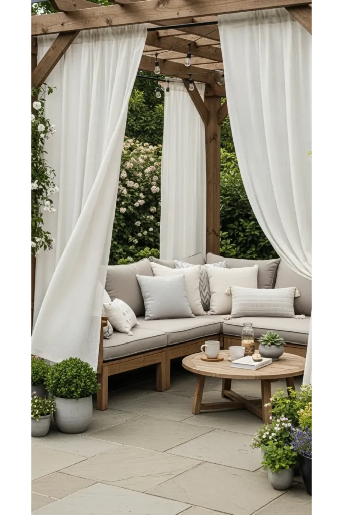 Patio Interior Ideas 20: Cozy, Budget-Friendly Style 7 Natural Privacy Corner with Outdoor Curtains