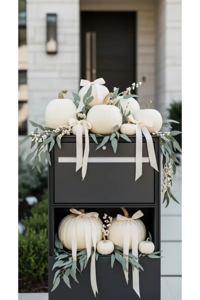 Fall Mailbox Decor Ideas For Cozy Curb Appeal 23 12 Neutral Cream and White Theme