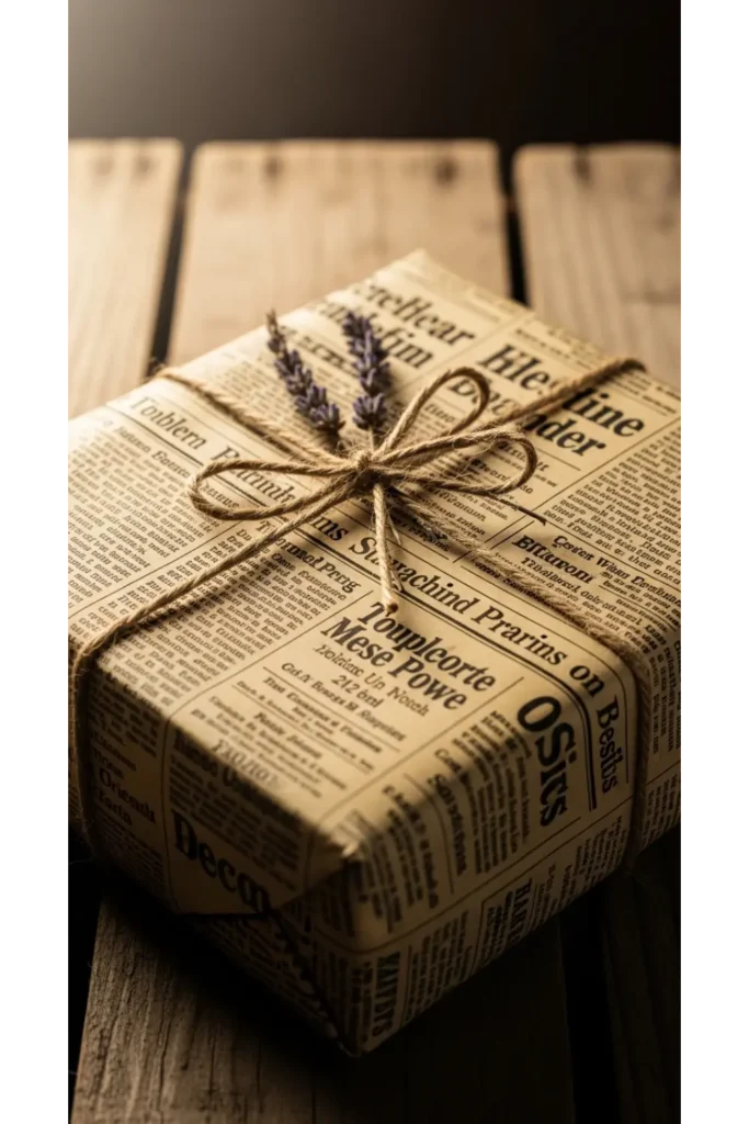 23 Minimalist Gift Wrapping Ideas Chic & Budget 6 Newspaper Wrap with Twine