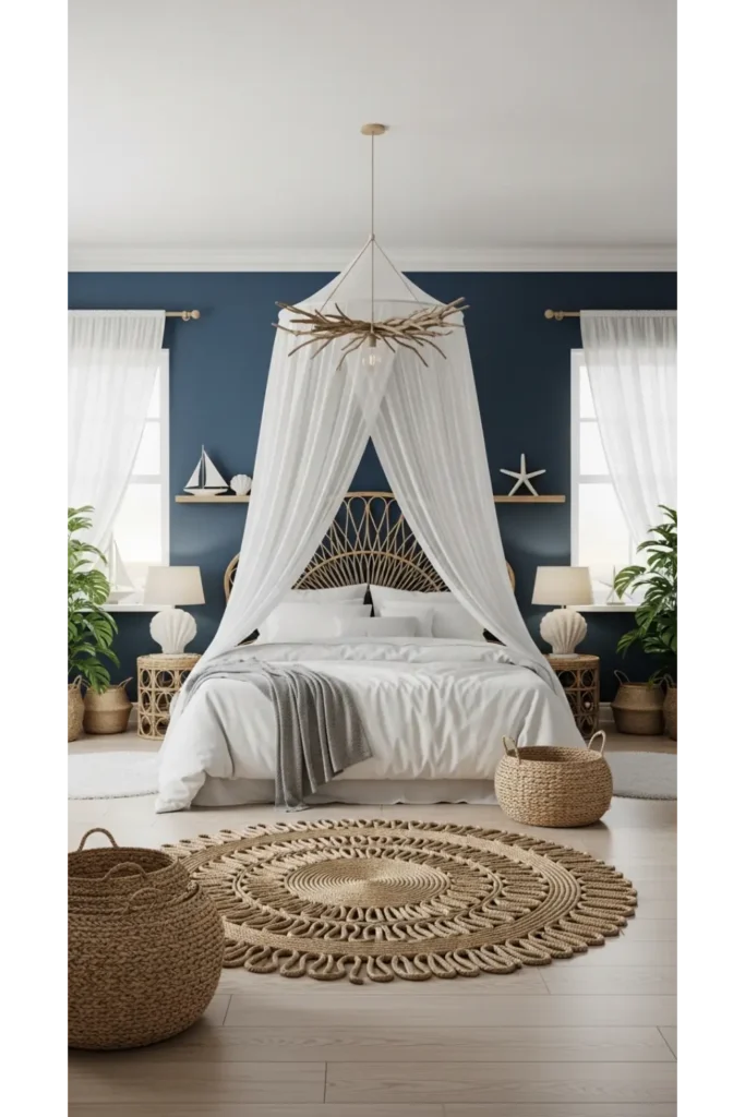 Ocean Blue Accent Wall Bedroom