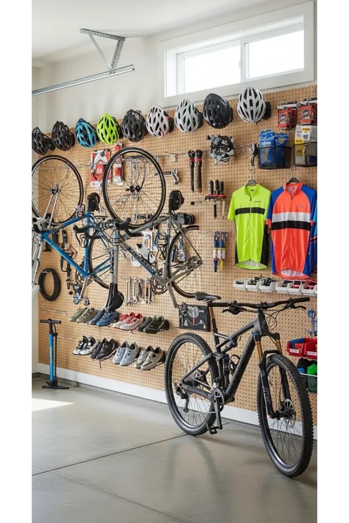 Pegboard Bike Storage Wall
