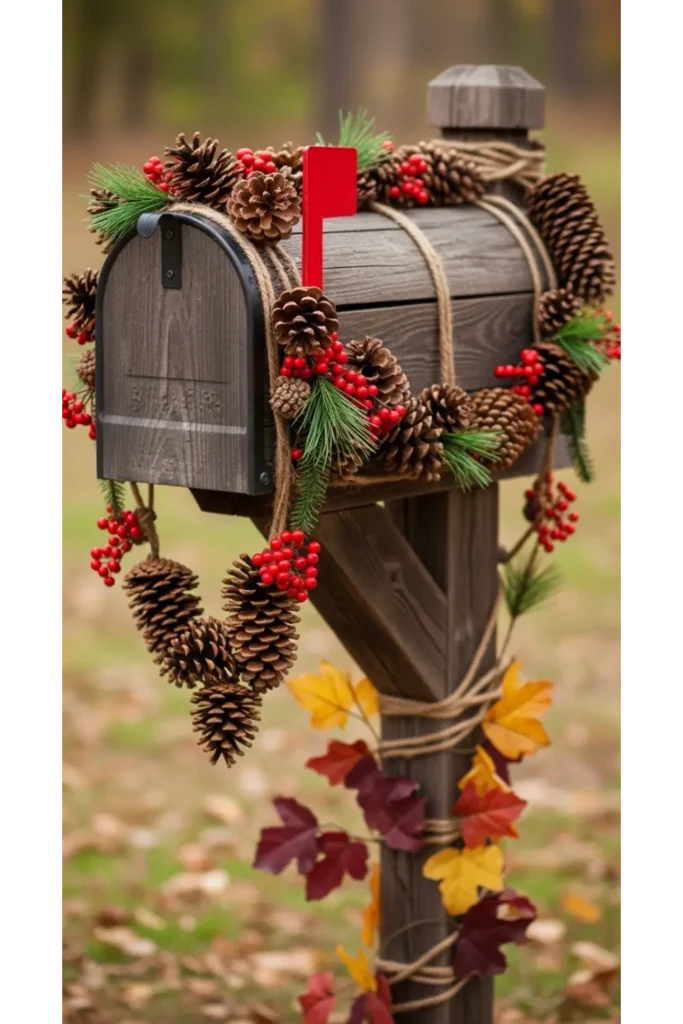Fall Mailbox Decor Ideas For Cozy Curb Appeal 23 14 Pinecone and Berry Cluster