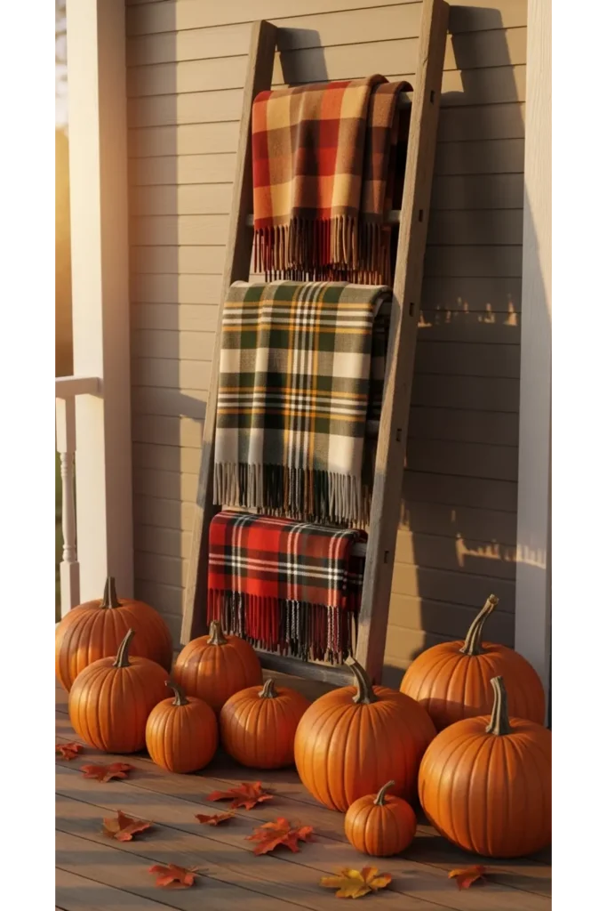 Plaid Blanket Ladder Styling