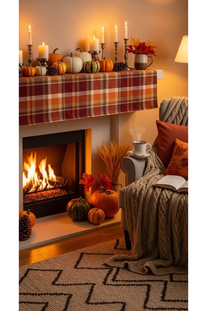 Plaid Fabric Mantel Layer