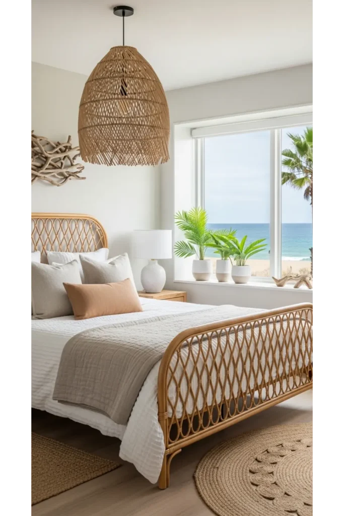 Rattan Texture Coastal Bedroom