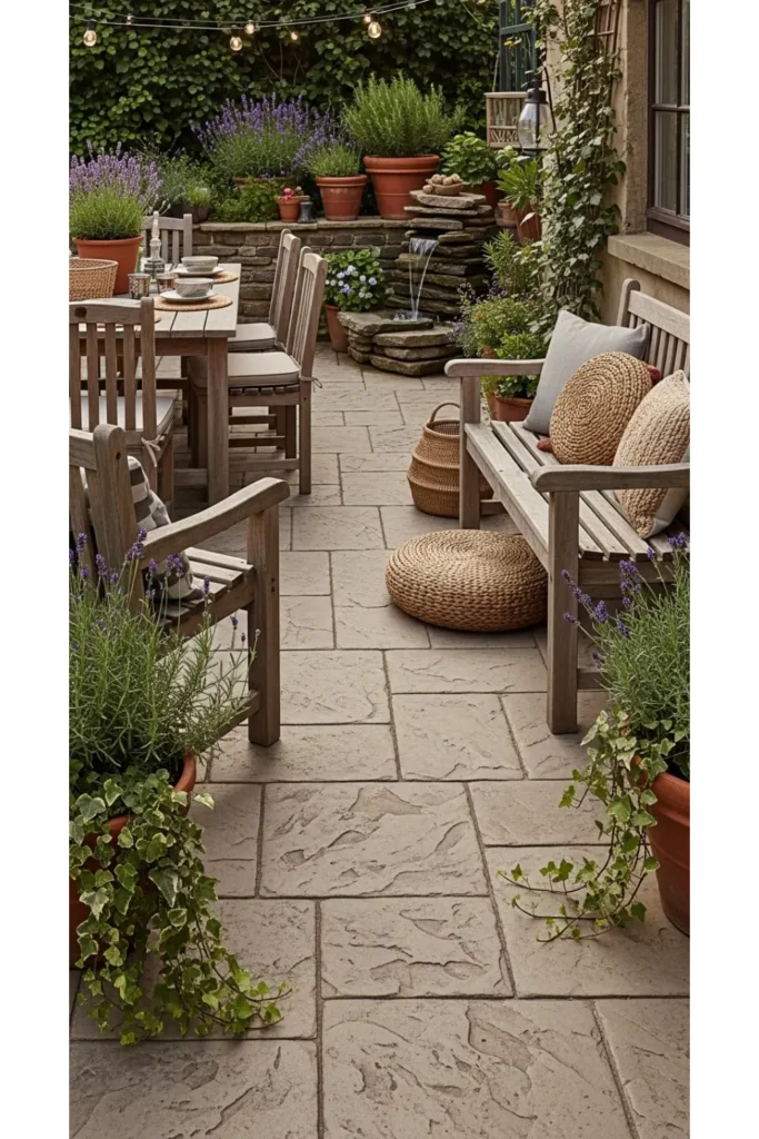 23 Concrete Backyard Patio Designs To Copy 11 Rustic Textured Concrete Patio