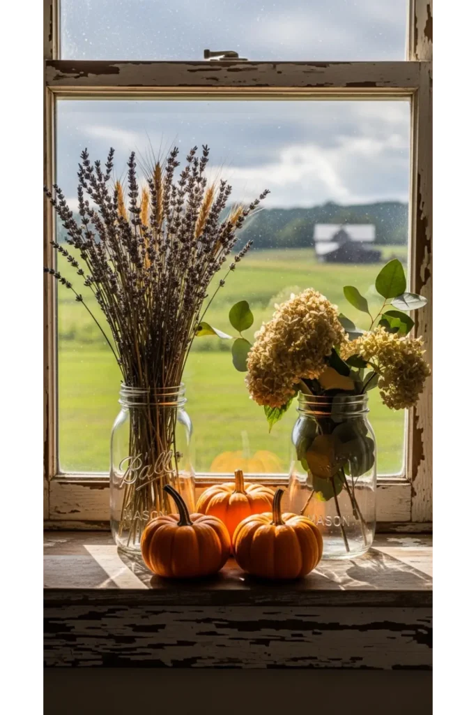 23 farmhouse fall decor ideas for cozy homes 17 Rustic Window Sill Styling
