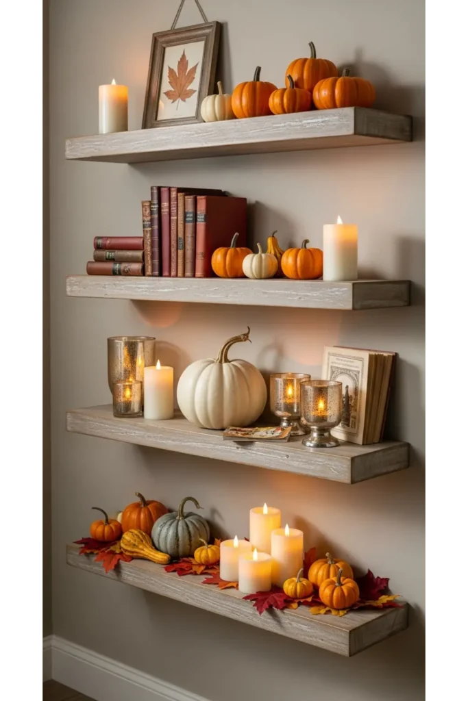 Modern Fall Decor: 23 Easy Ideas for a Cozy Home 11 Rustic Wooden Shelves