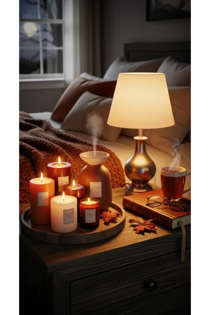 21+ Fall Bedroom Decor Ideas for Instant Warmth 8 Scented Candles and Diffusers